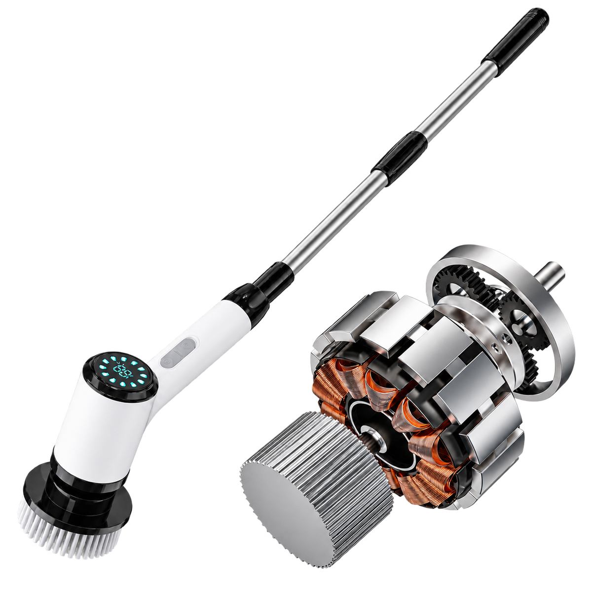 Vue éclatée du moteur puissant de la brosse rotative électrique Rotactiv