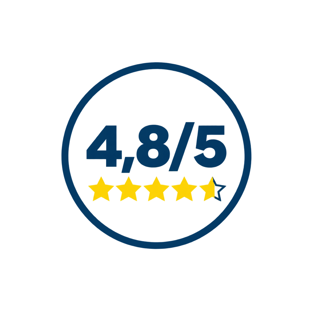Badge avis clients 4,8/5 étoiles - brosse rotative Rotactiv