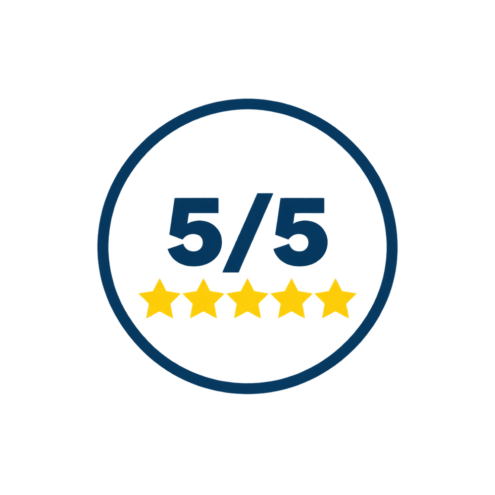 Badge avis clients 5/5 étoiles - brosse rotative Rotactiv